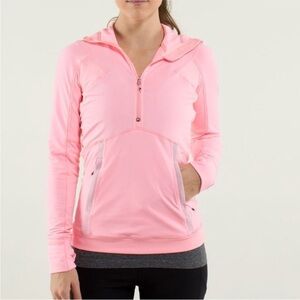 Lululemon Winter Sprinter Hooded Quarter Zip Running Jacket Salmon Pink 12